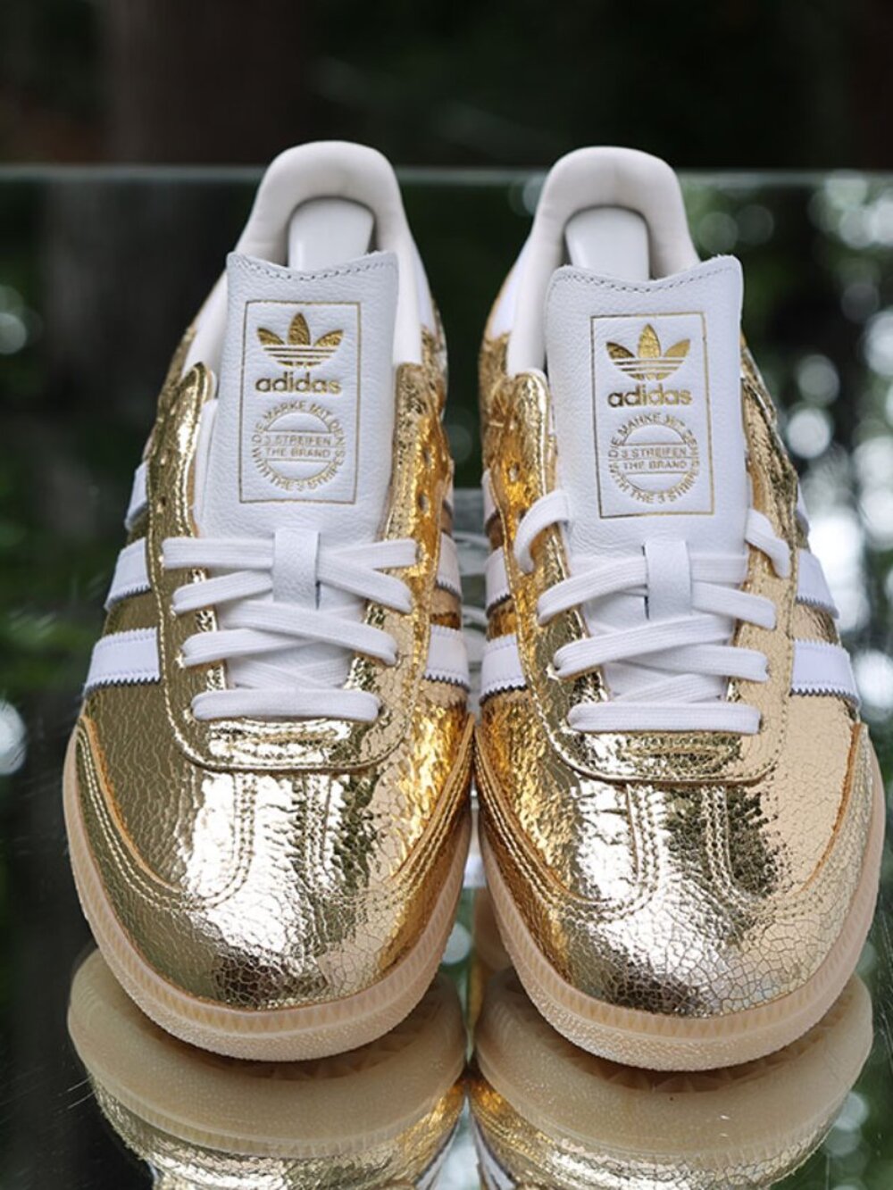Adidas Samba OG Gold Metallic Cracked Leather Women’s Size 7 - Picture 9 of 13